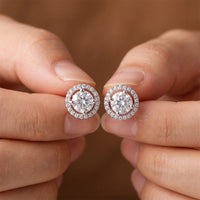 Silver 2Ct Moissanite Open Halo Stud Earrings Gold Vermeil (2.5 Micron)