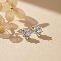 Silver Moissanite Cocktail Flory Stud Earrings