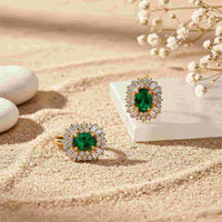 Golden Green Emerald & Moissanite Huggie Earrings
