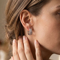 Silver Moissanite Loop Hoop Earrings Gold Vermeil (2.5 Micron)