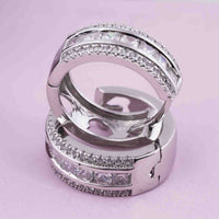 Silver Moissanite Loop Hoop Earrings White