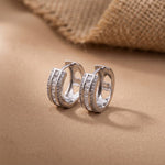 Silver Moissanite Loop Hoop Earrings Gold Vermeil (2.5 Micron)