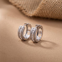 Silver Moissanite Loop Hoop Earrings Gold Vermeil (2.5 Micron)