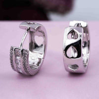 Silver Moissanite Loop Hoop Earrings White