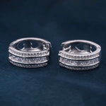 Silver Moissanite Loop Hoop Earrings White