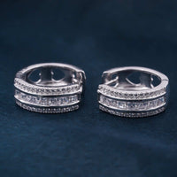 Silver Moissanite Loop Hoop Earrings White