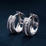 Silver Moissanite Loop Hoop Earrings White