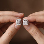 Silver Moissanite Studded Princy Stud Earrings Gold Vermeil (2.5 Micron)