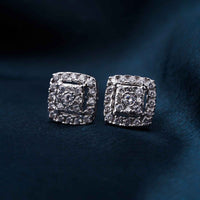 Silver Moissanite Studded Princy Stud Earrings White