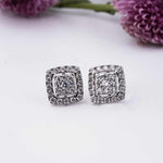 Silver Moissanite Studded Princy Stud Earrings White