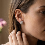 Silver Moissanite Studded Princy Stud Earrings Gold Vermeil (2.5 Micron)