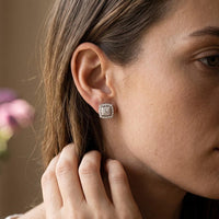 Silver Moissanite Studded Princy Stud Earrings Gold Vermeil (2.5 Micron)
