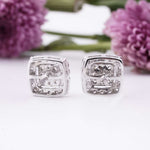 Silver Moissanite Studded Princy Stud Earrings White