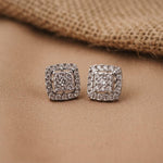 Silver Moissanite Studded Princy Stud Earrings Gold Vermeil (2.5 Micron)