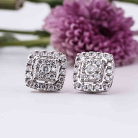 Silver Moissanite Studded Princy Stud Earrings White