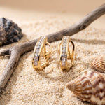 Golden Moissanite Omega Hoop Earrings Gold Vermeil (2.5 Micron)