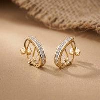 Golden Moissanite Omega Hoop Earrings Gold Vermeil (2.5 Micron)