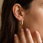 Golden Moissanite Omega Hoop Earrings Gold Vermeil (2.5 Micron)