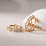 Golden Moissanite Omega Hoop Earrings Gold Vermeil (2.5 Micron)