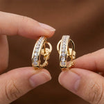 Golden Moissanite Omega Hoop Earrings Gold Vermeil (2.5 Micron)