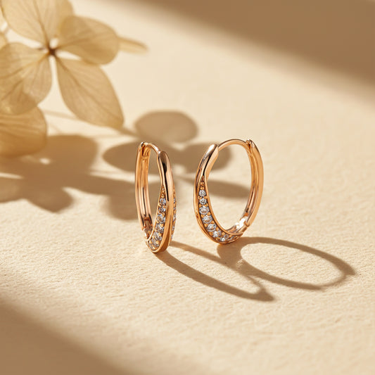 Rose Gold Moissanite Hinged Hoop Earrings
