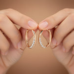 Rose Gold Moissanite Hinged Hoop Earrings