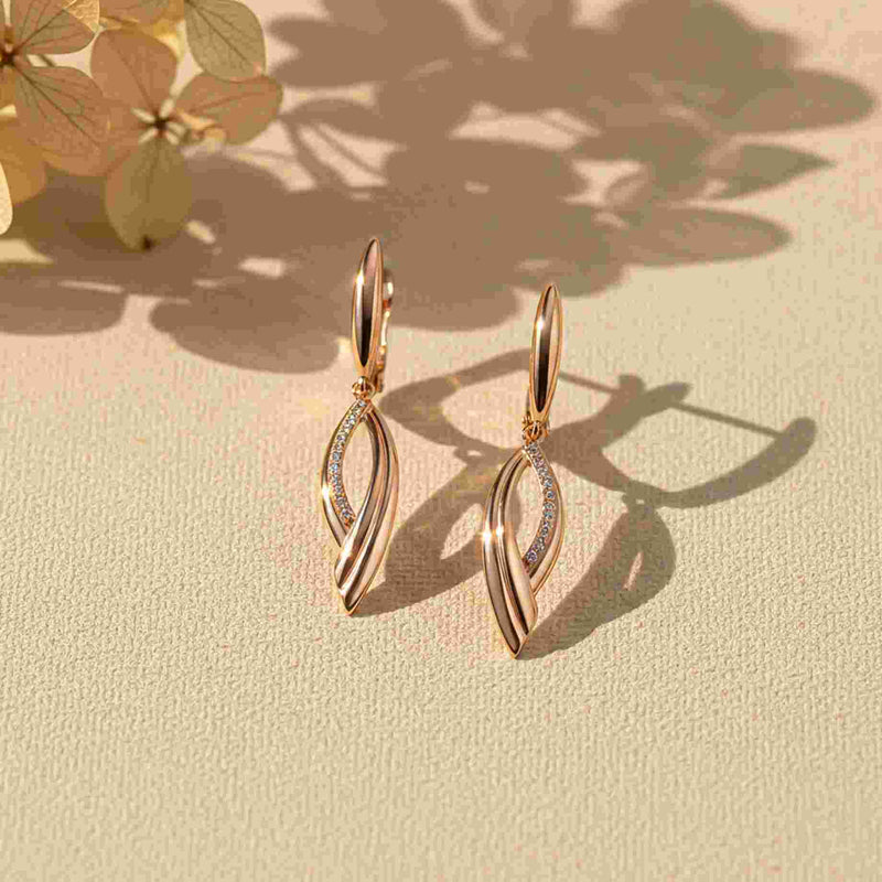 Golden Moissanite Vintage Long Dangle Earrings