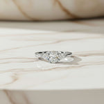 Silver Oval and Pear Moissanite Trilogy Ring