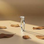 Silver Oval and Pear Moissanite Trilogy Ring