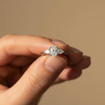 Silver Oval and Pear Moissanite Trilogy Ring
