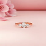 Silver Oval and Pear Moissanite Trilogy Ring