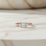 Silver Oval and Pear Moissanite Trilogy Ring