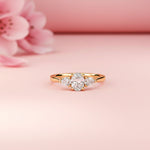 Silver Oval and Pear Moissanite Trilogy Ring