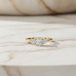 Silver Oval and Pear Moissanite Trilogy Ring