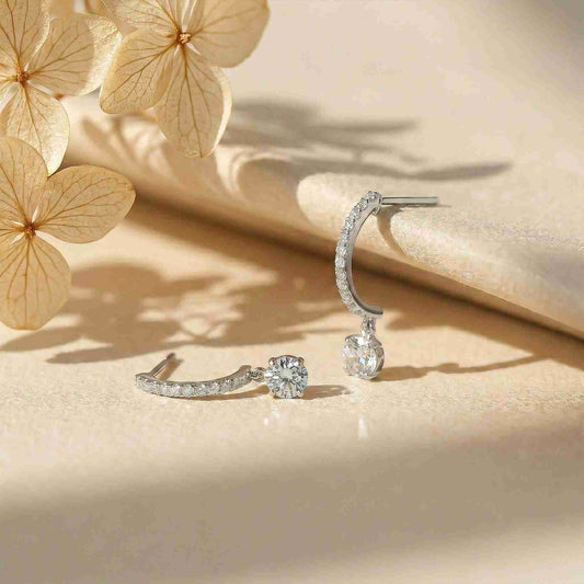 Silver Moissanite Millenia Drop Dangle