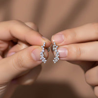 Silver Moissanite Ear Climber Earrings