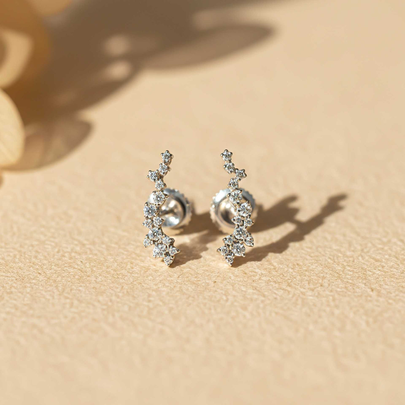 Silver Moissanite Ear Climber Earrings