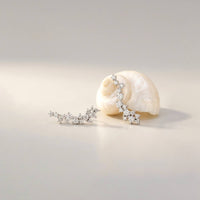 Silver Moissanite Ear Climber Earrings