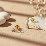 Golden Moissanite Ear Climber Earrings