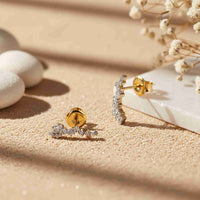 Golden Moissanite Ear Climber Earrings