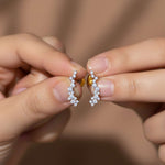 Golden Moissanite Ear Climber Earrings