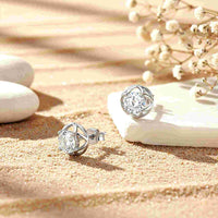Silver Moissanite Flower Stud Earrings