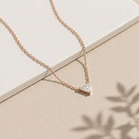 0.74Ct Moissanite Trillion Cut Bezel Set Pendant Rose Gold