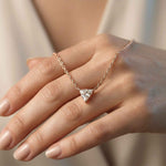 0.74Ct Moissanite Trillion Cut Bezel Set Pendant Rose Gold
