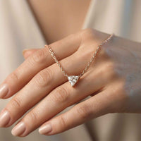 0.74Ct Moissanite Trillion Cut Bezel Set Pendant Rose Gold