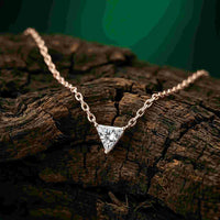0.74Ct Moissanite Trillion Cut Bezel Set Pendant Rose Gold