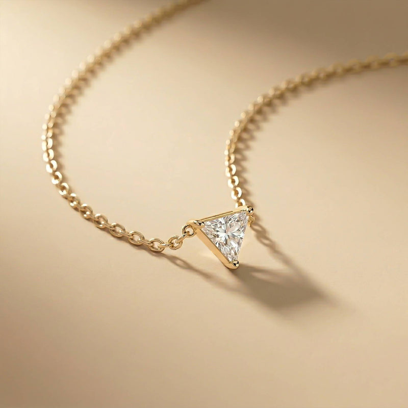 0.74Ct Moissanite Trillion Cut Bezel Set Pendant Gold