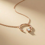 0.98Ct Moissanite Open Circle Emerald Cut Pendant Rose Gold