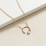 0.98Ct Moissanite Open Circle Emerald Cut Pendant Rose Gold