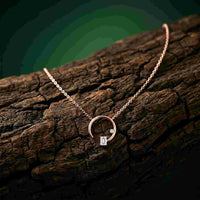 0.98Ct Moissanite Open Circle Emerald Cut Pendant Rose Gold